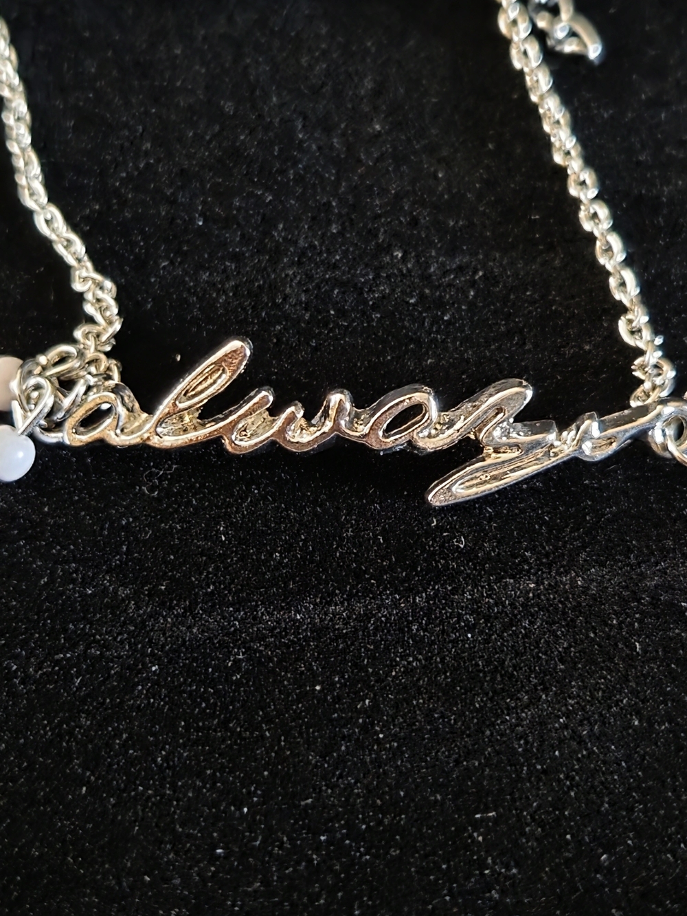 Paparazzi Silver Script "Always" Bracelet with Lavender Accent Beads NWT
